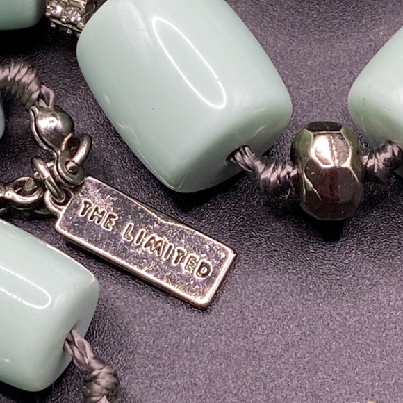 THE LIMITED Mint Green Glass Beads Hand-Knotted Silk Long Necklace - Picture 5 of 8